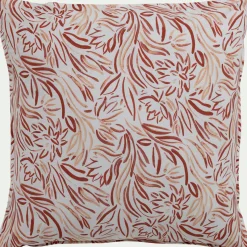 Parure De Lit*alinea Housse de couette 240x220cm et 2 taies d'oreiller 63x63cm en coton lavé motif floral abstrait - Marron