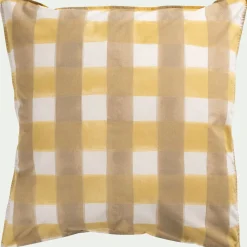 Parure De Lit*alinea Housse de couette 240x220cm et 2 taies d'oreiller 63x63cm en coton lavé à motif carreaux - Marron