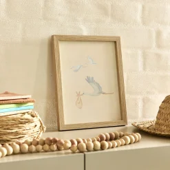 Matelas Enfant|Déco Murale*alinea Illustration encadrée motif cigognes 22x27cm - bois clair