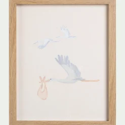 Matelas Enfant|Déco Murale*alinea Illustration encadrée motif cigognes 22x27cm - bois clair