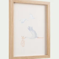 Matelas Enfant|Déco Murale*alinea Illustration encadrée motif cigognes 22x27cm - bois clair