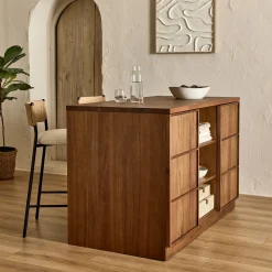 Îlot Central*alinea Ilot central de cuisine avec rangement en acacia L140cm - Bois foncé