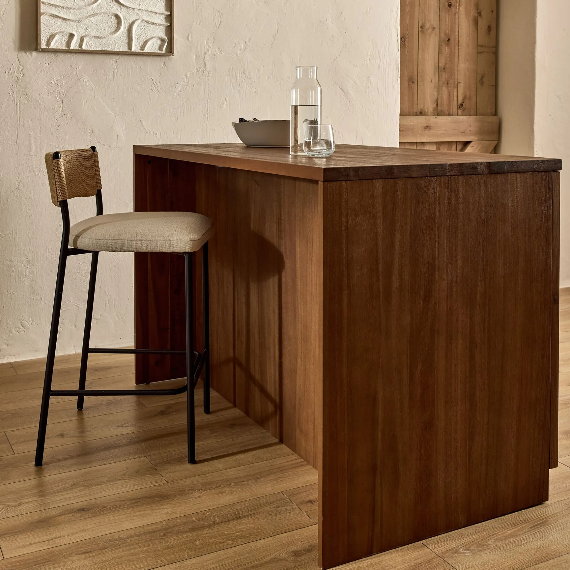 Îlot Central*alinea Ilot central de cuisine avec rangement en acacia L140cm - Bois foncé