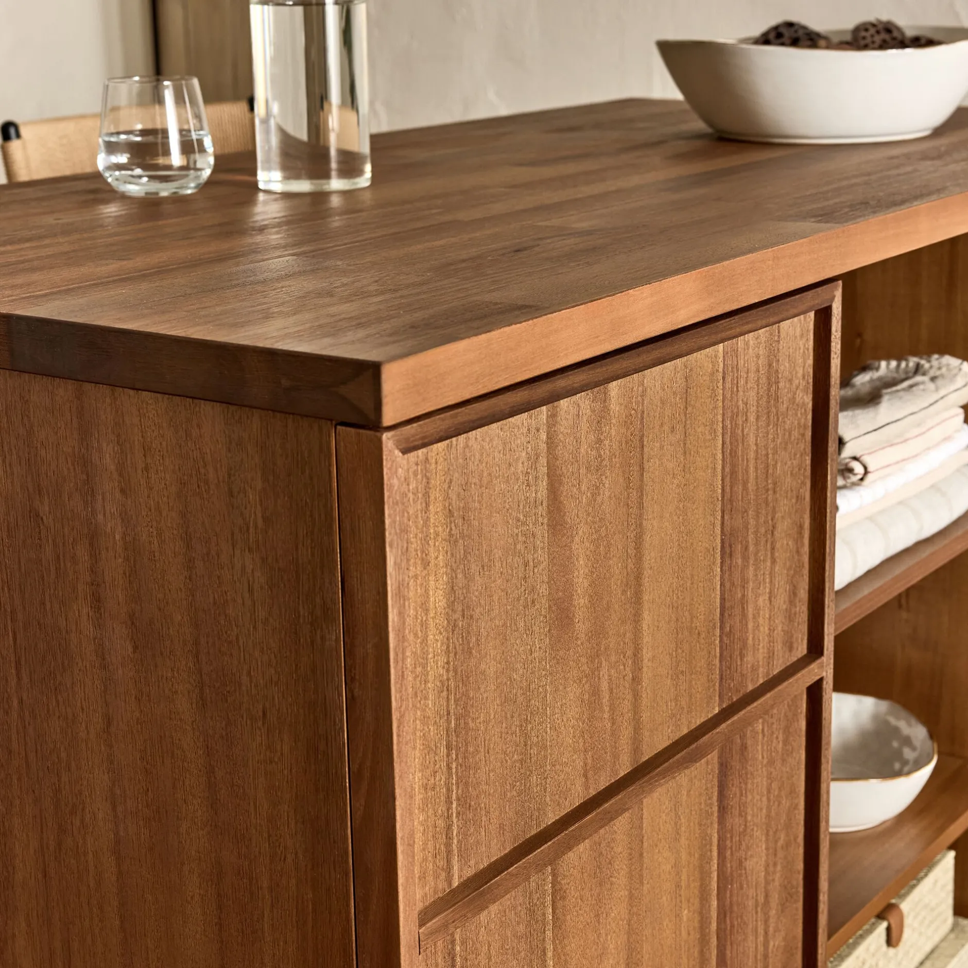 Îlot Central*alinea Ilot central de cuisine avec rangement en acacia L140cm - Bois foncé