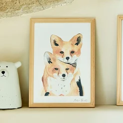 Matelas Enfant|Déco Murale*alinea Image aquarelle encadrée famille de renards - A4 Naturel