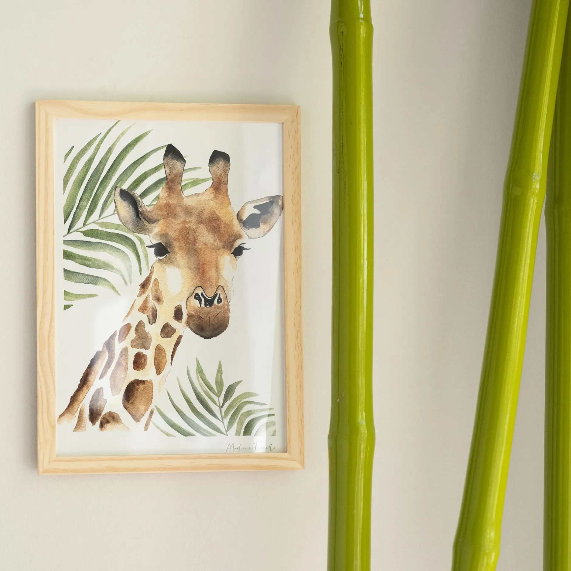 Matelas Enfant|Déco Murale*alinea Image aquarelle encadrée girafe - A4 Naturel