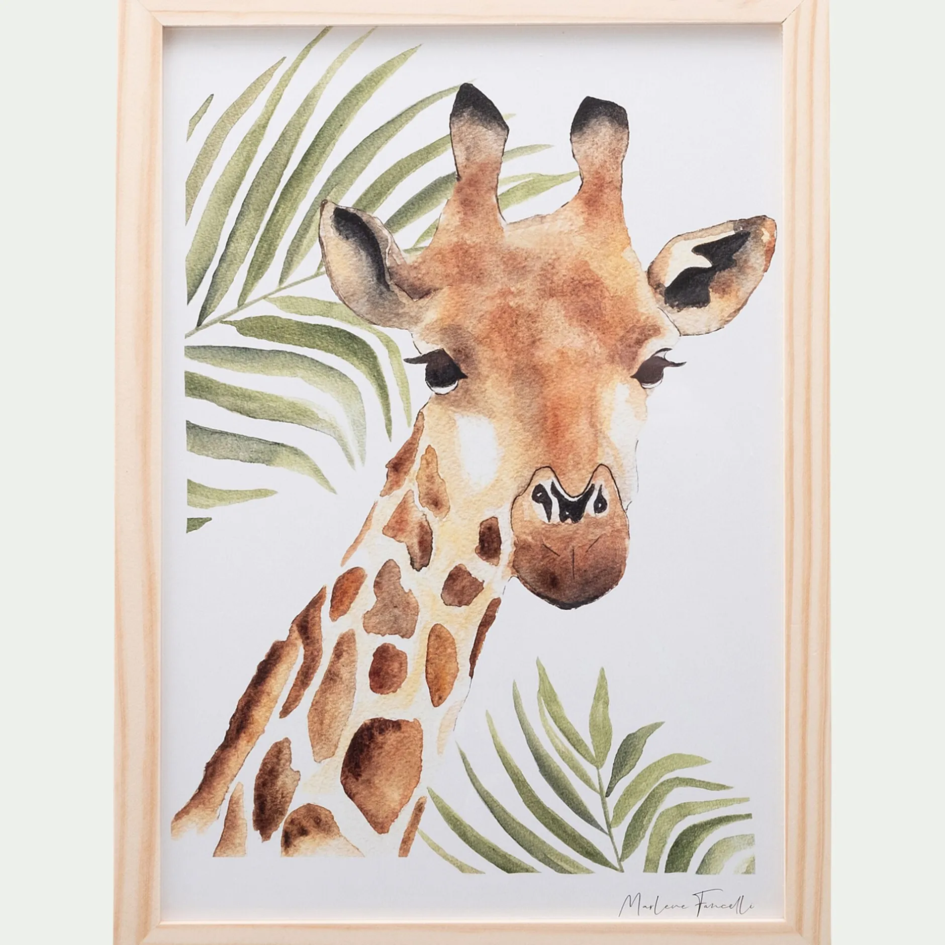 Matelas Enfant|Déco Murale*alinea Image aquarelle encadrée girafe - A4 Naturel