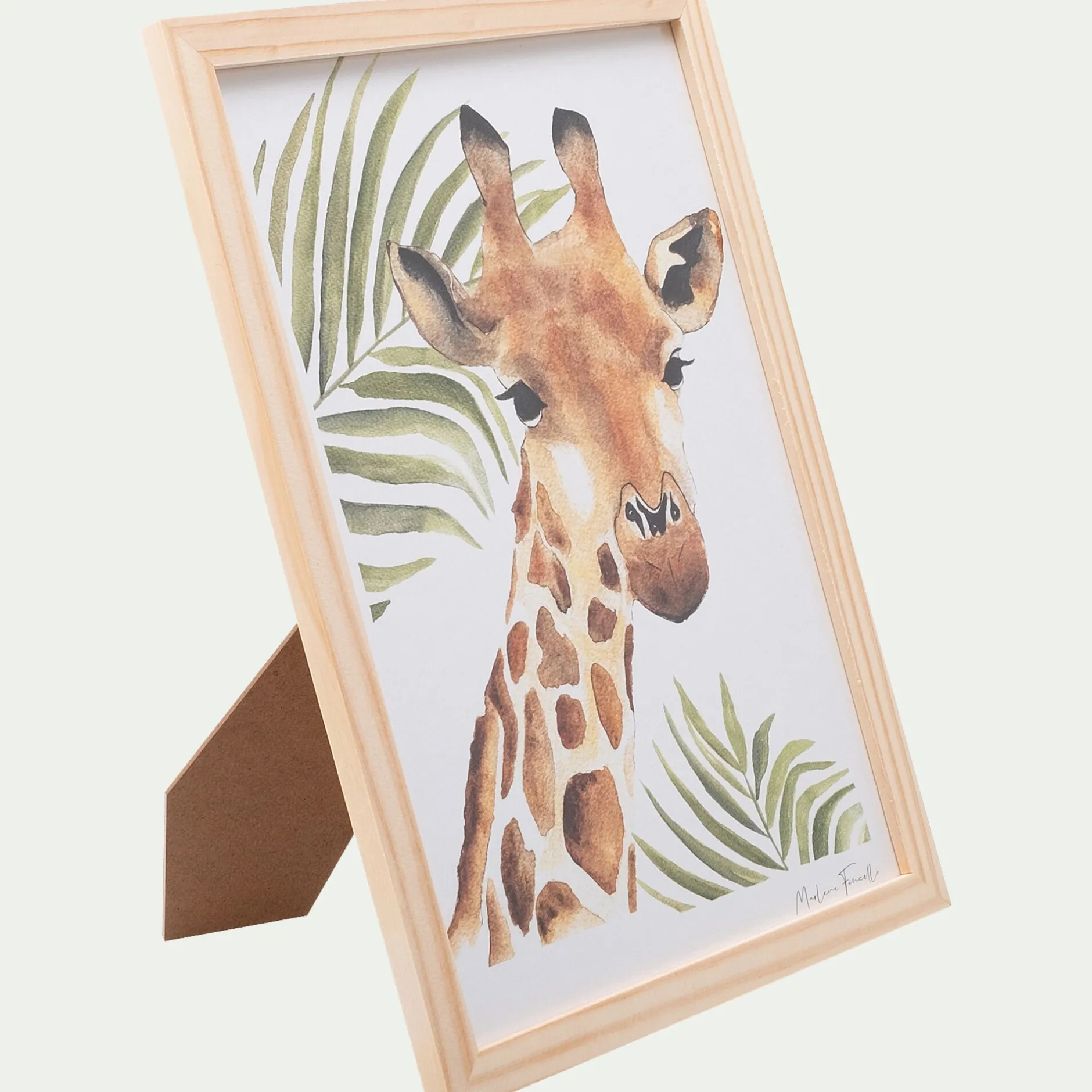 Matelas Enfant|Déco Murale*alinea Image aquarelle encadrée girafe - A4 Naturel