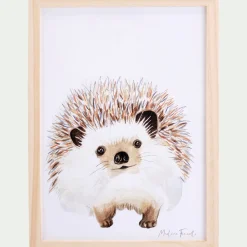 Matelas Enfant|Déco Murale*alinea Image aquarelle encadrée Hérisson - A4 Beige
