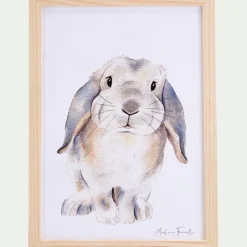 Matelas Enfant|Déco Murale*alinea Image aquarelle encadrée Lapin bélier - A4