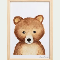 Matelas Enfant|Déco Murale*alinea Image aquarelle encadrée ourson - A4