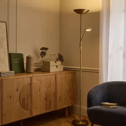 Lampadaire Droit*alinea Lampadaire électrifié droit en acier H180cm - Doré