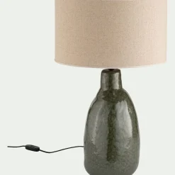 Lampe À Poser*alinea Lampe à poser électrifiée en céramique et coton H62cm - Vert