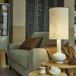 Lampe À Poser*alinea Lampe à poser électrifiée en céramique et coton H73cm - Blanc