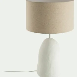 Lampe À Poser*alinea Lampe à poser électrifiée en céramique et lin H55cm - Blanc