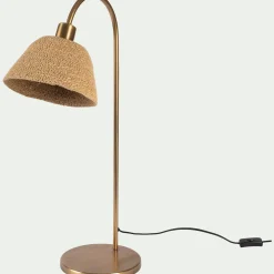 Lampe À Poser*alinea Lampe à poser électrifiée en métal et jonc de mer H68cm - Doré
