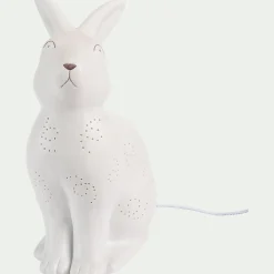 Lampe Chambre Enfant|Commode Enfant*alinea Lampe à poser électrifiée forme lapin en porcelaine H26,5cm - Blanc