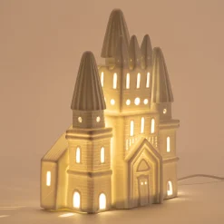 Matelas Enfant|Lampe Chambre Enfant*alinea Lampe à poser électrifiée forme château en porcelaine H25cm - Blanc