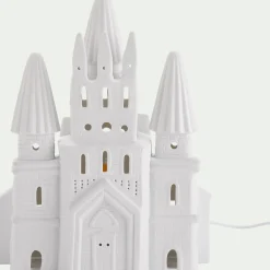Matelas Enfant|Lampe Chambre Enfant*alinea Lampe à poser électrifiée forme château en porcelaine H25cm - Blanc