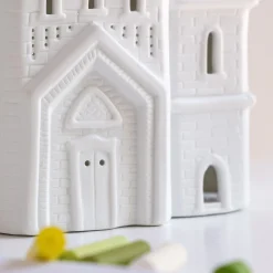 Matelas Enfant|Lampe Chambre Enfant*alinea Lampe à poser électrifiée forme château en porcelaine H25cm - Blanc