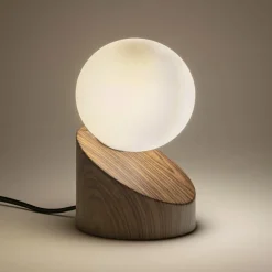 Lampe De Chevet|Lampe À Poser*alinea Lampe à poser tactile en fer effet bois foncé H16cm- Naturel
