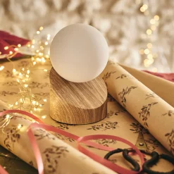 Lampe De Chevet|Lampe À Poser*alinea Lampe à poser tactile en fer effet bois clair H16cm- Naturel