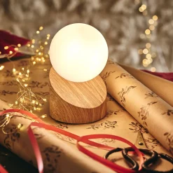 Lampe De Chevet|Lampe À Poser*alinea Lampe à poser tactile en fer effet bois clair H16cm- Naturel