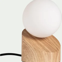 Lampe De Chevet|Lampe À Poser*alinea Lampe à poser tactile en fer effet bois clair H16cm- Naturel