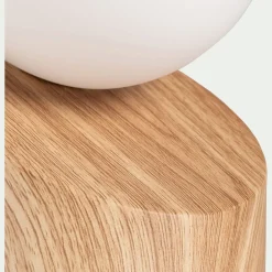 Lampe De Chevet|Lampe À Poser*alinea Lampe à poser tactile en fer effet bois clair H16cm- Naturel