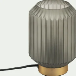 Lampe De Chevet|Lampe De Bureau*alinea Lampe de table en verre et acier H17cm - Gris