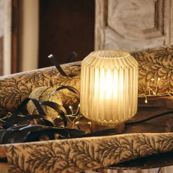 Lampe De Chevet|Lampe De Bureau*alinea Lampe de table en verre et acier H17cm - Gris