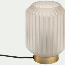 Lampe De Chevet|Lampe De Bureau*alinea Lampe de table en verre et acier H17cm - Blanc