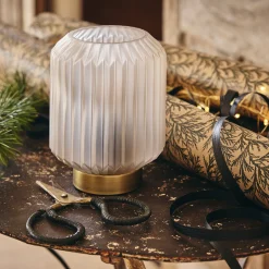 Lampe De Chevet|Lampe De Bureau*alinea Lampe de table en verre et acier H17cm - Blanc