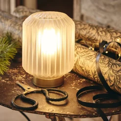 Lampe De Chevet|Lampe De Bureau*alinea Lampe de table en verre et acier H17cm - Blanc