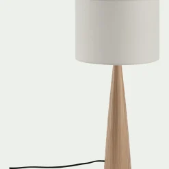 Lampe À Poser*alinea Lampe en bois clair et coton - noir Blanc