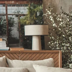 Lampe De Chevet|Lampe À Poser*alinea Lampe en lin calandré - H40cm Naturel