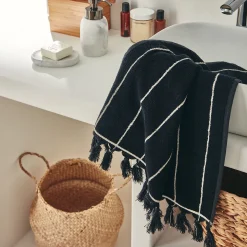 Serviette Invité*alinea Linge de toilette rayé en coton - Noir