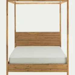 Lit Adulte*alinea Lit 2 places à baldaquin en acacia massif 160x200cm - Bois clair