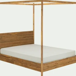 Lit Adulte*alinea Lit 2 places à baldaquin en acacia massif 160x200cm - Bois clair