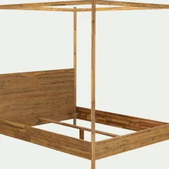 Lit Adulte*alinea Lit 2 places à baldaquin en acacia massif 160x200cm - Bois clair