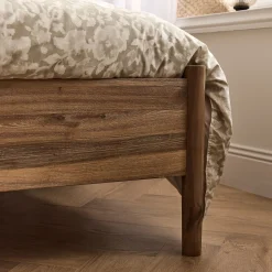 Lit Adulte*alinea Lit 2 places avec tête de lit en bois d'acacia massif 160x200cm - Bois clair