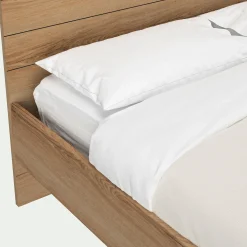 Lit Adulte*alinea Lit 2 places avec tête de lit en bois 160x200cm - Bois clair