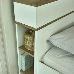 Lit Adulte*alinea Lit 2 places avec tête de lit en bois 140x200cm - Blanc