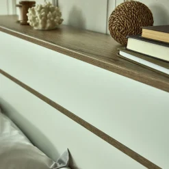 Lit Adulte*alinea Lit 2 places avec tête de lit en bois 140x200cm - Blanc