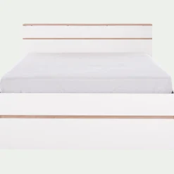 Lit Adulte*alinea Lit 2 places avec tête de lit en bois 140x200cm - Blanc