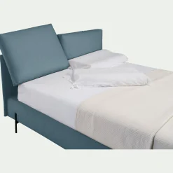 Lit Adulte*alinea Lit 2 places avec tête de lit en tissu doux 160x200cm - niolon Bleu