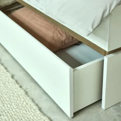 Lit Adulte*alinea Lit 2 places avec tête de lit en bois 160x200cm - Blanc