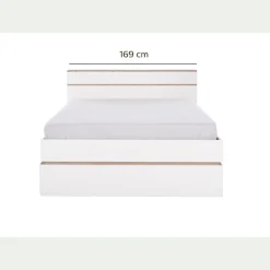 Lit Adulte*alinea Lit 2 places avec tête de lit en bois 160x200cm - Blanc