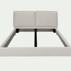 Lit Adulte*alinea Lit 2 places avec tête de lit en tissu doux 160x200cm - écru Blanc