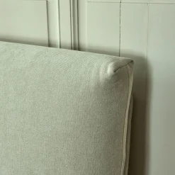 Lit Adulte*alinea Lit 2 places avec tête de lit en tissu doux 160x200cm - écru Blanc